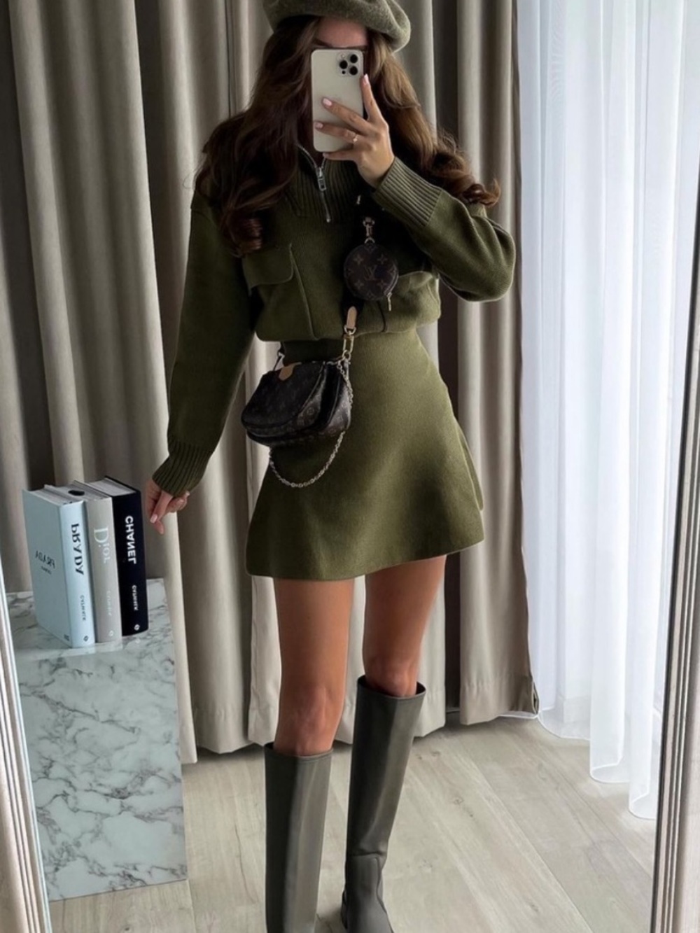 VIRAL ZARA Khaki Knit Mini Skirt SIZE L 
🚨FIRM PRICE